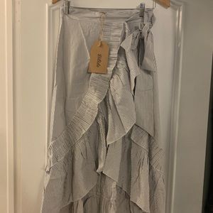 Ruffle wrap hi-low skirt